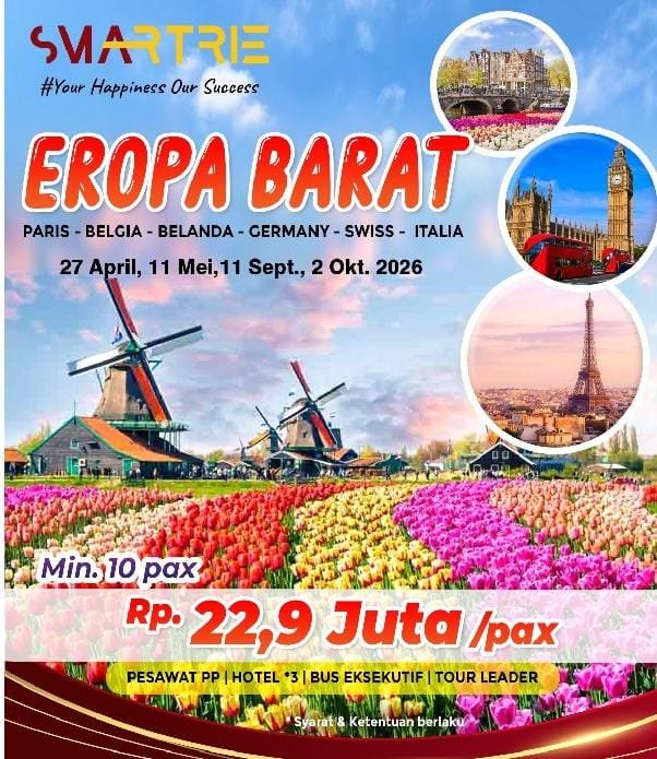 EROPA BARAT PARIS - BELGIA - BELANDA - GERMANY - SWISS - ITALIA