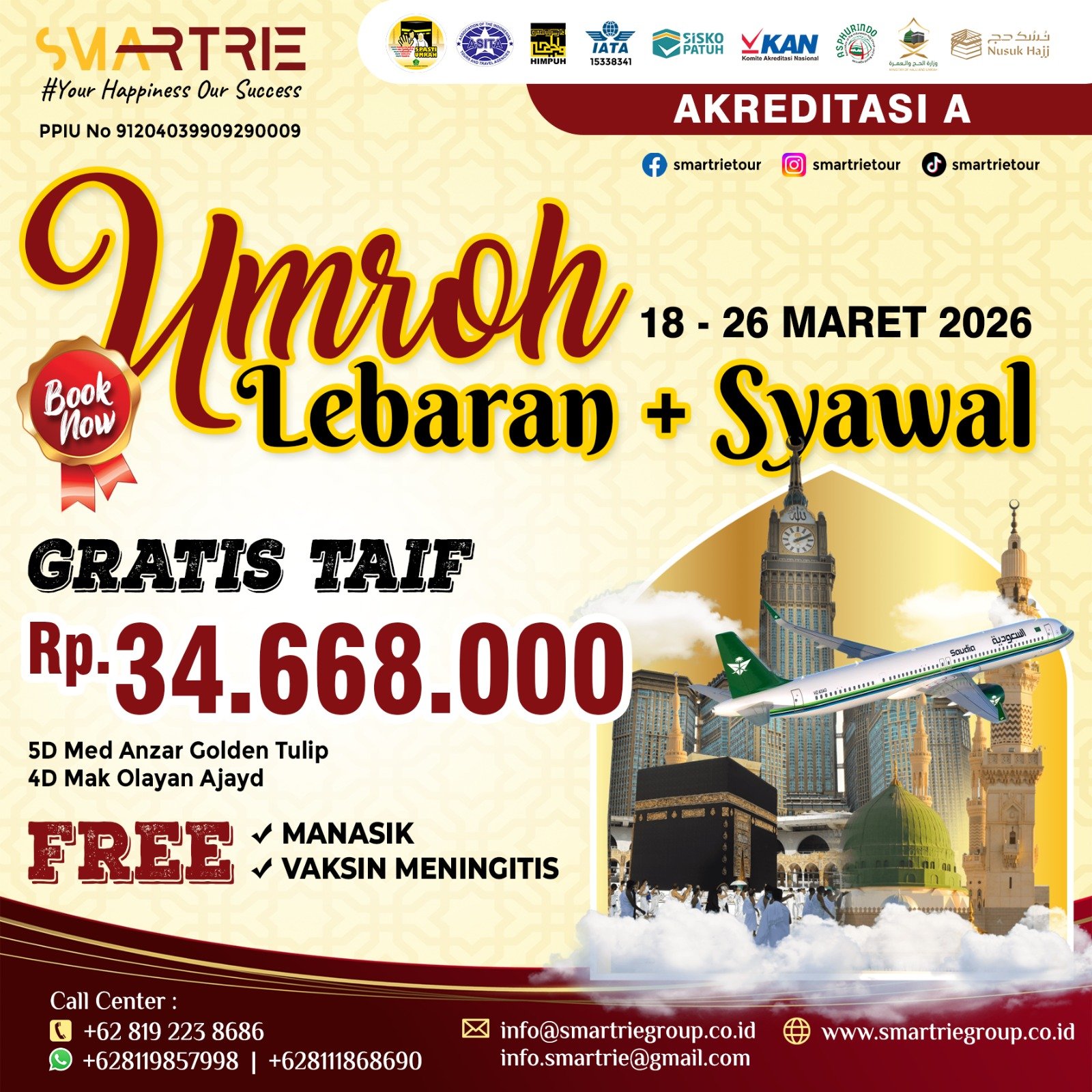 Umroh Lebaran + Syawal   18 - 26 MARET 2026