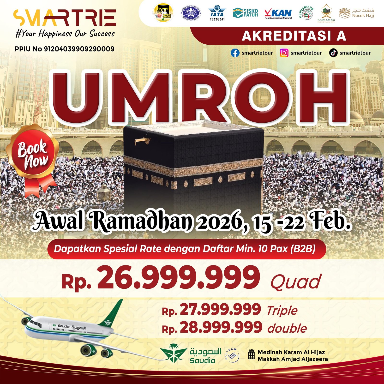 UMROH   Awal Ramadhan 2026, 15 - 22 Feb.